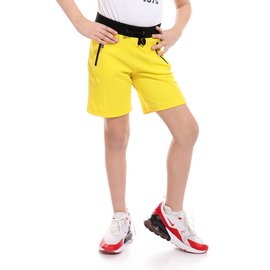Kady Two-Tone Zip Side Pocket Drawstring Elastic Waist Sweat Shorts for Boys