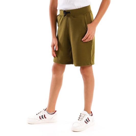 kady Knee Length Plain Light Olive Shorts