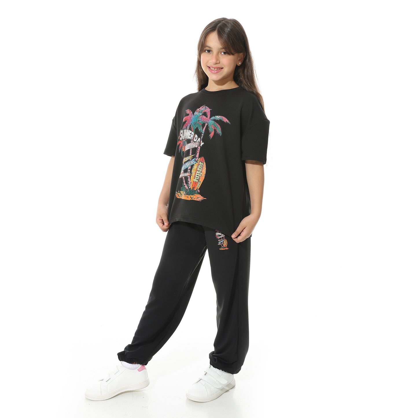 Front Printed Pajama Set With Pant