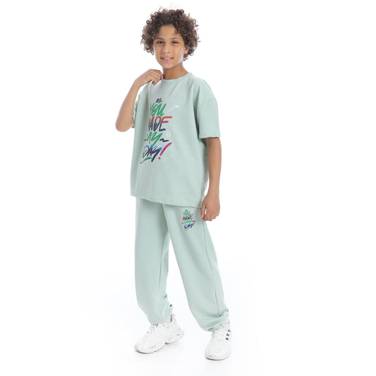 Front Printed Pajama Set With Pant