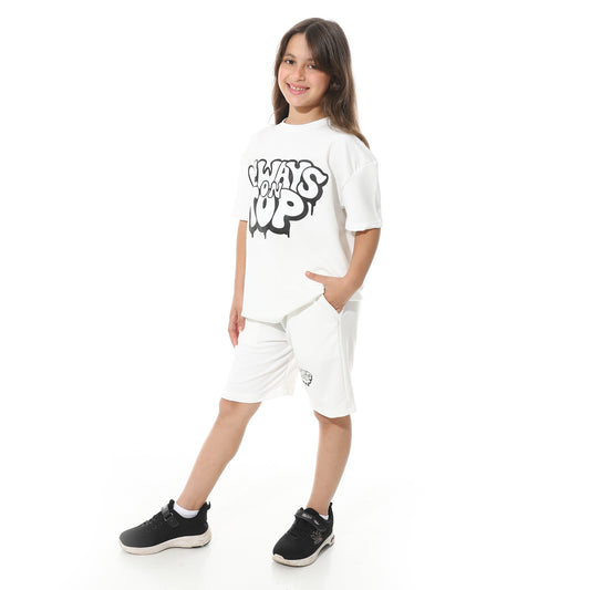 Front Printed Pajama Set With Short