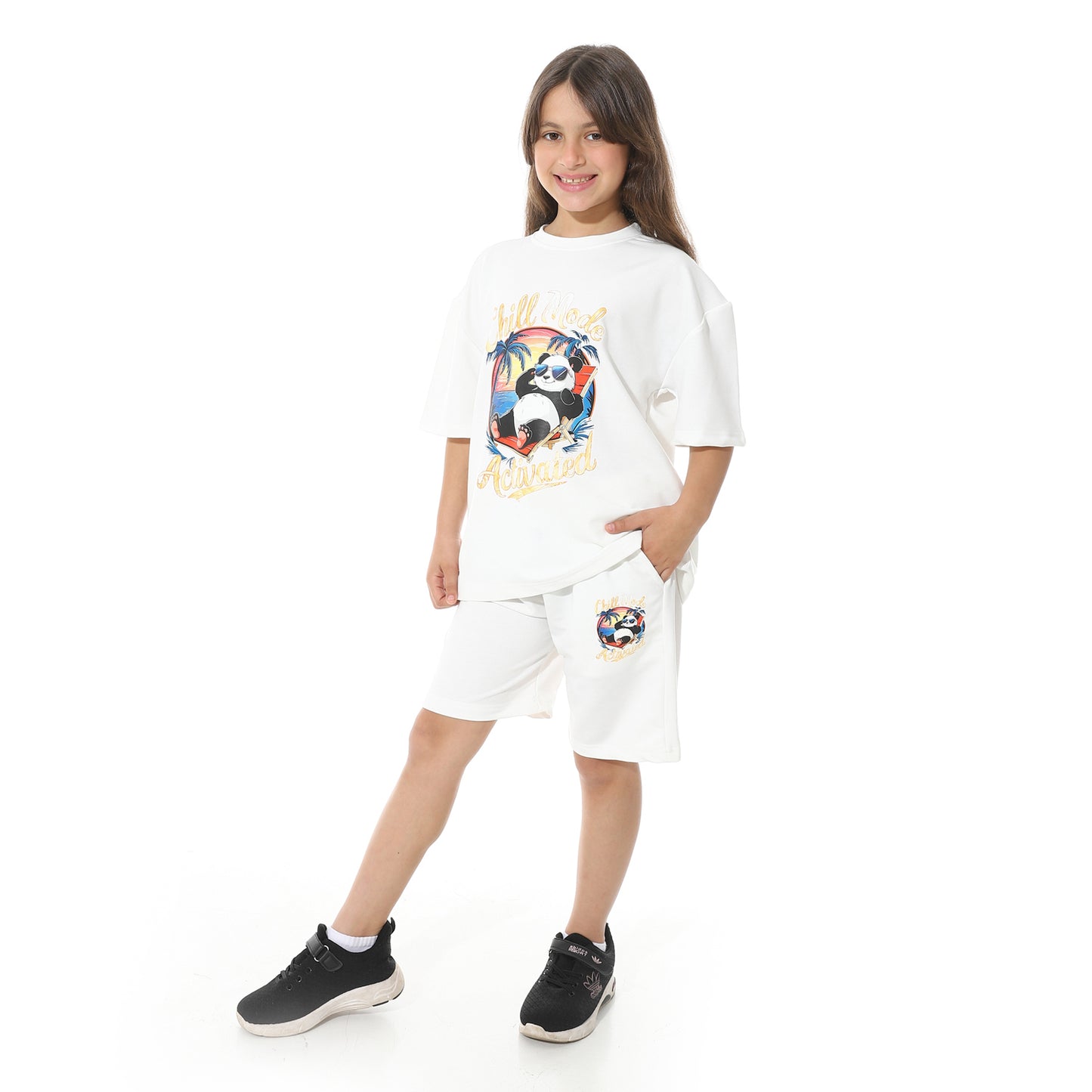 Front Printed Pajama Set With Short