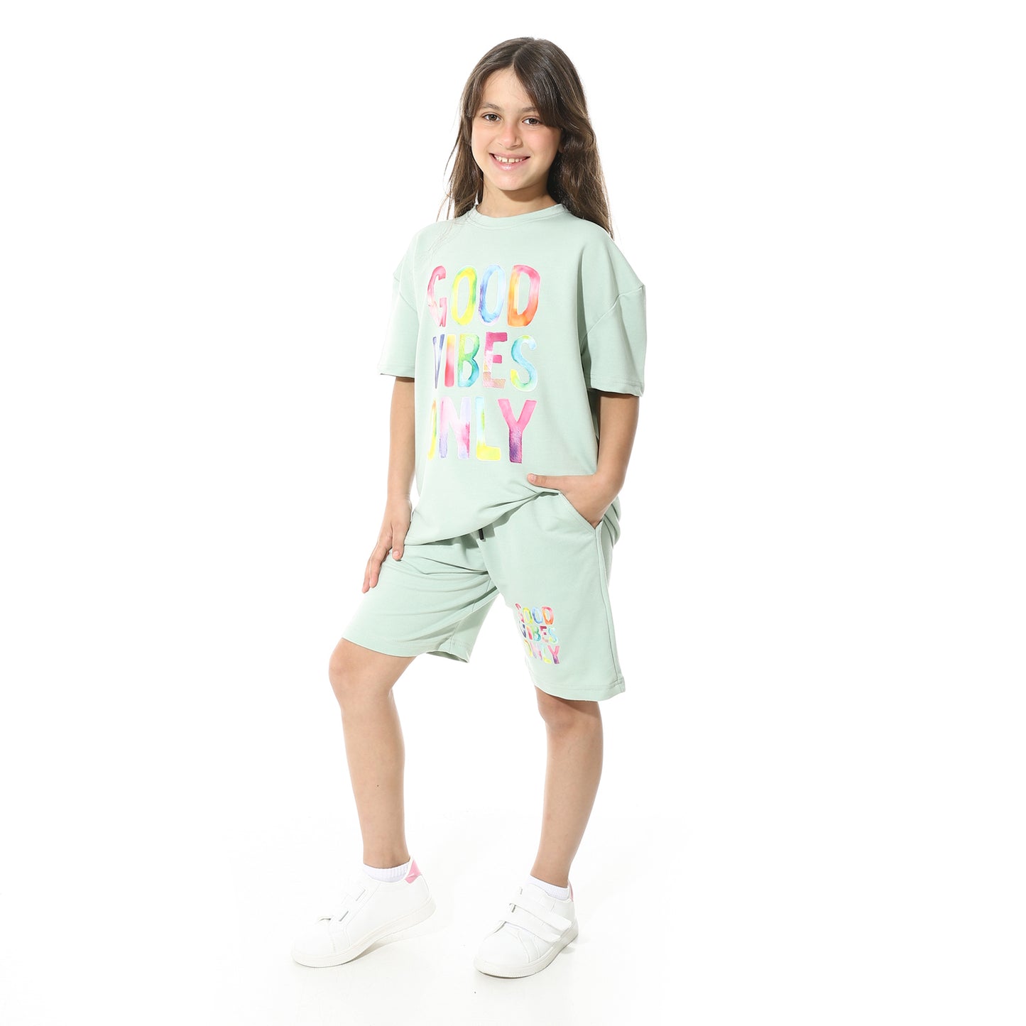 Front Printed Pajama Set With Short