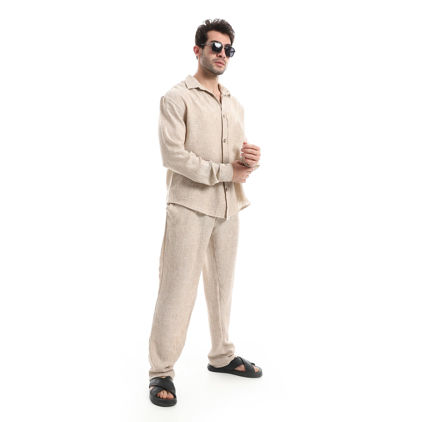 Slash Pockets Linen Pants