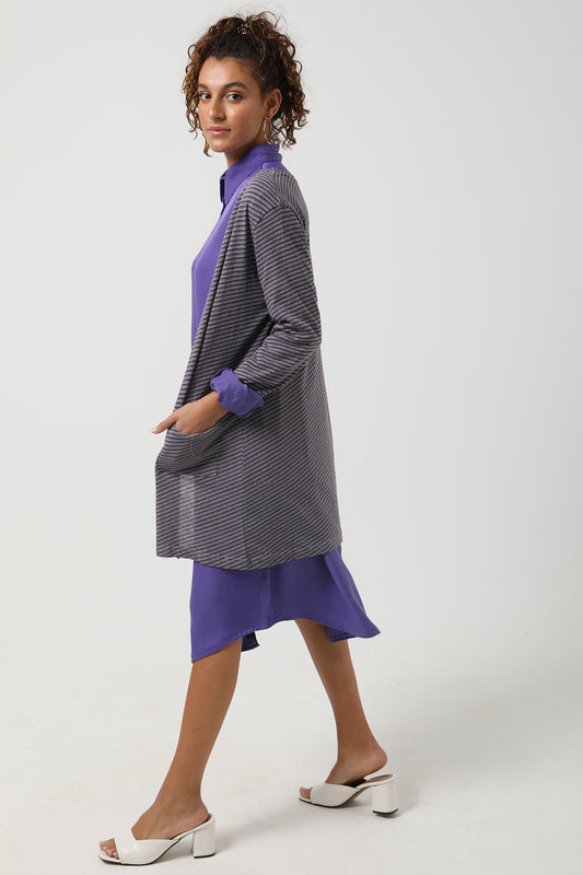 Jamila women striped open front cardigan