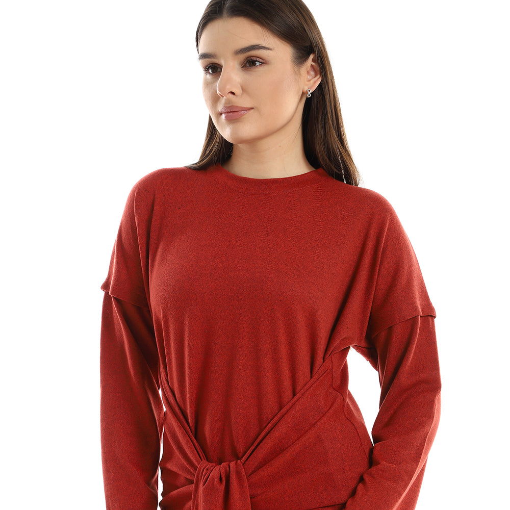 طقم بيجامة نسائي من كادي مزخرف برباط الخصر من الدانتيل