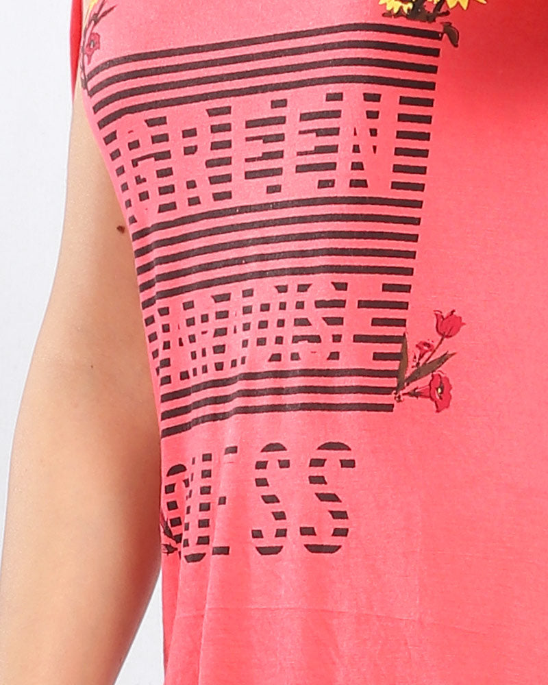 kady Printed Sleeveless Round Collar Sleepshirt women