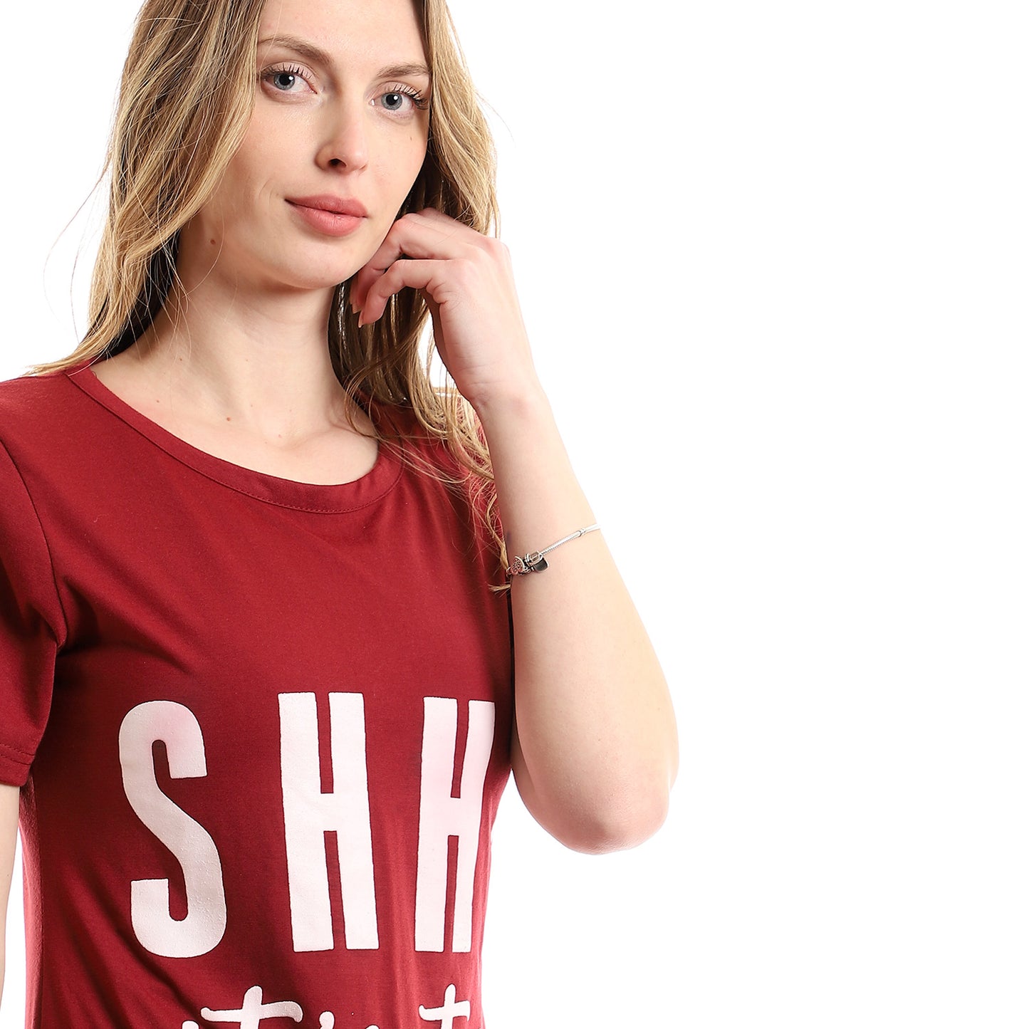 kady Printed "SHHH" Slip On Crew Short Sleepshirt women