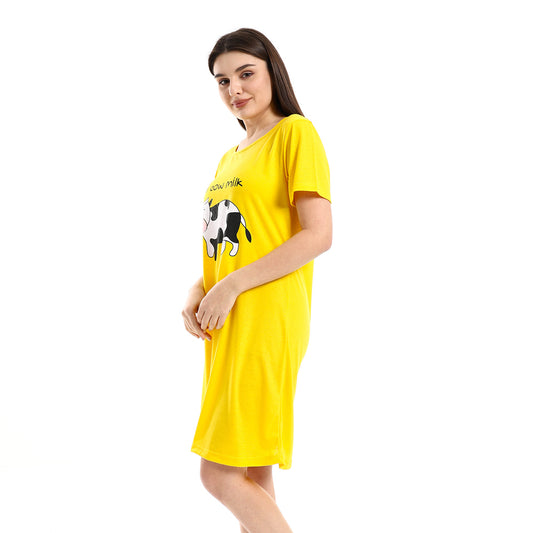 kady Chest Cow Printed Comfy Sleepshirt