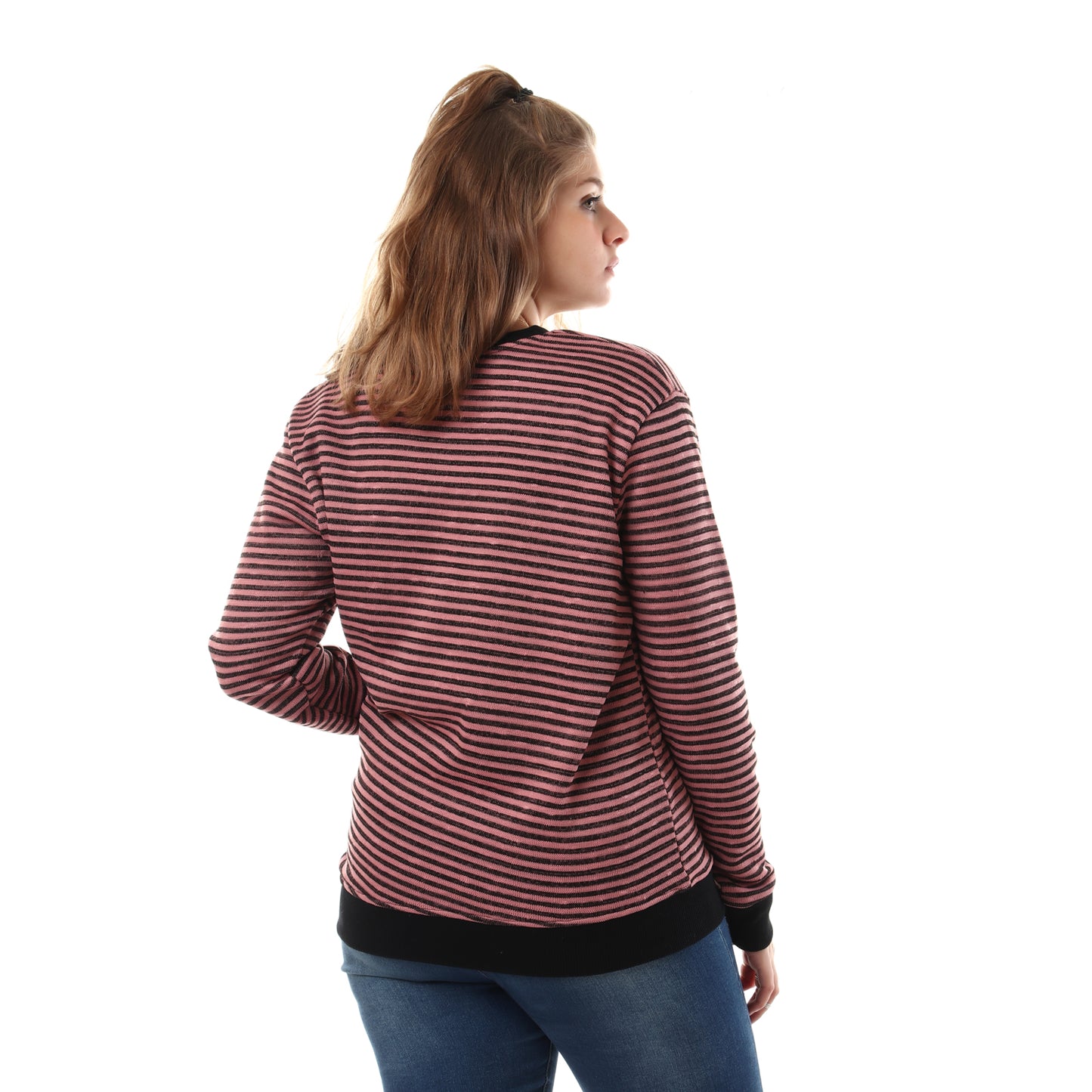 Unisex Thin Stripes Round Sweatshirt