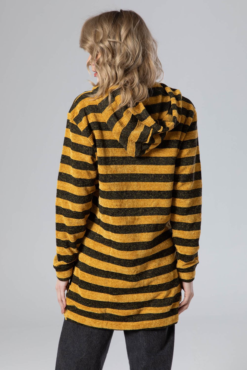 Jamila Striped Kangaroo Pockets Drawstring Hoodie for Women