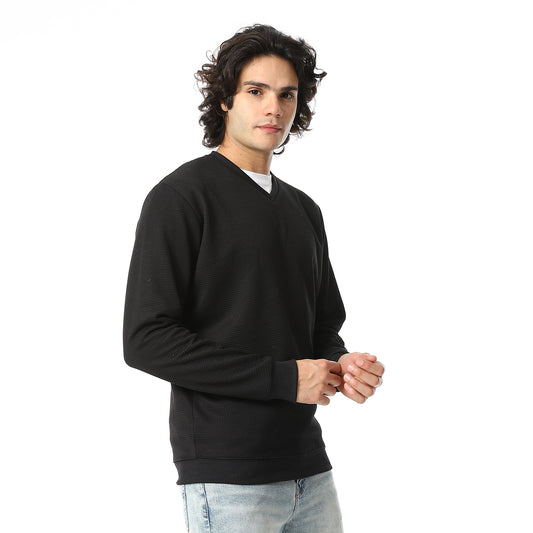 V-Neck Fog Knitted Pullover