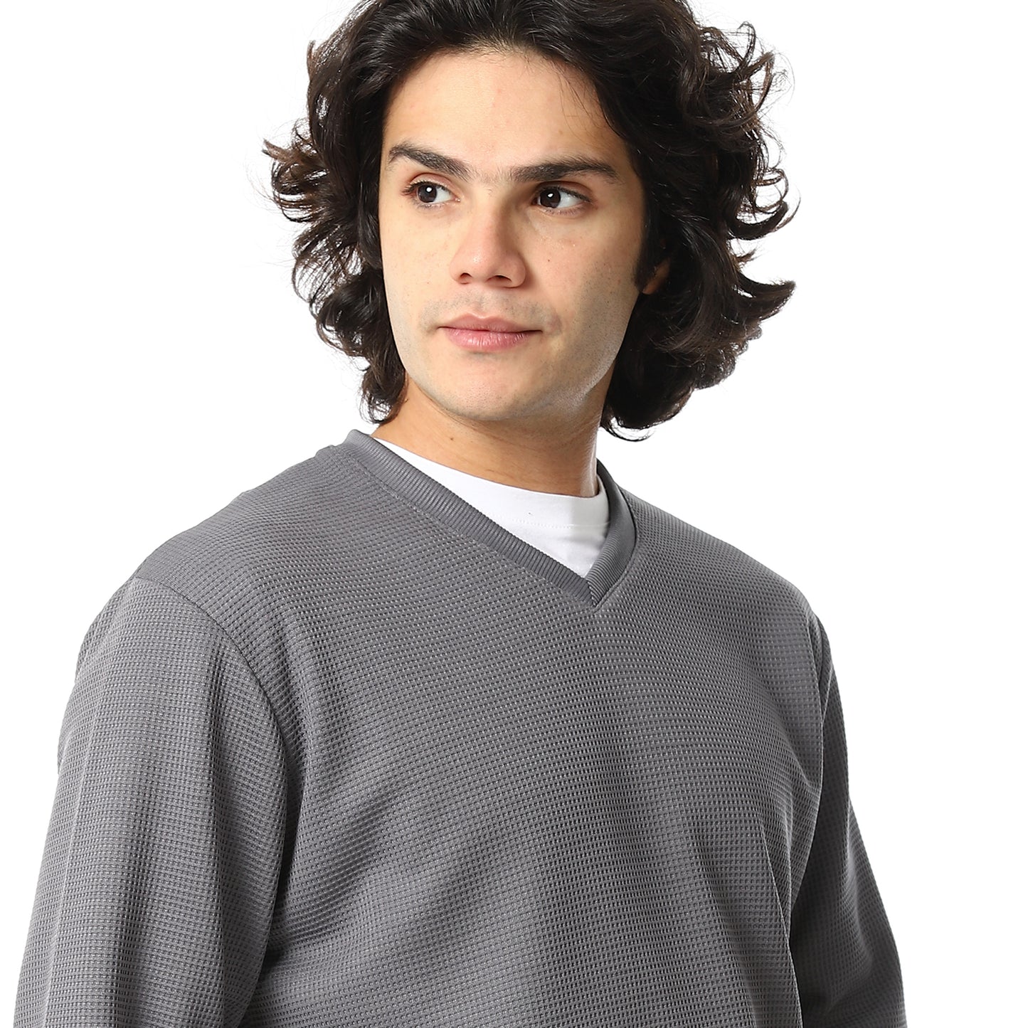 V-Neck Fog Knitted Pullover
