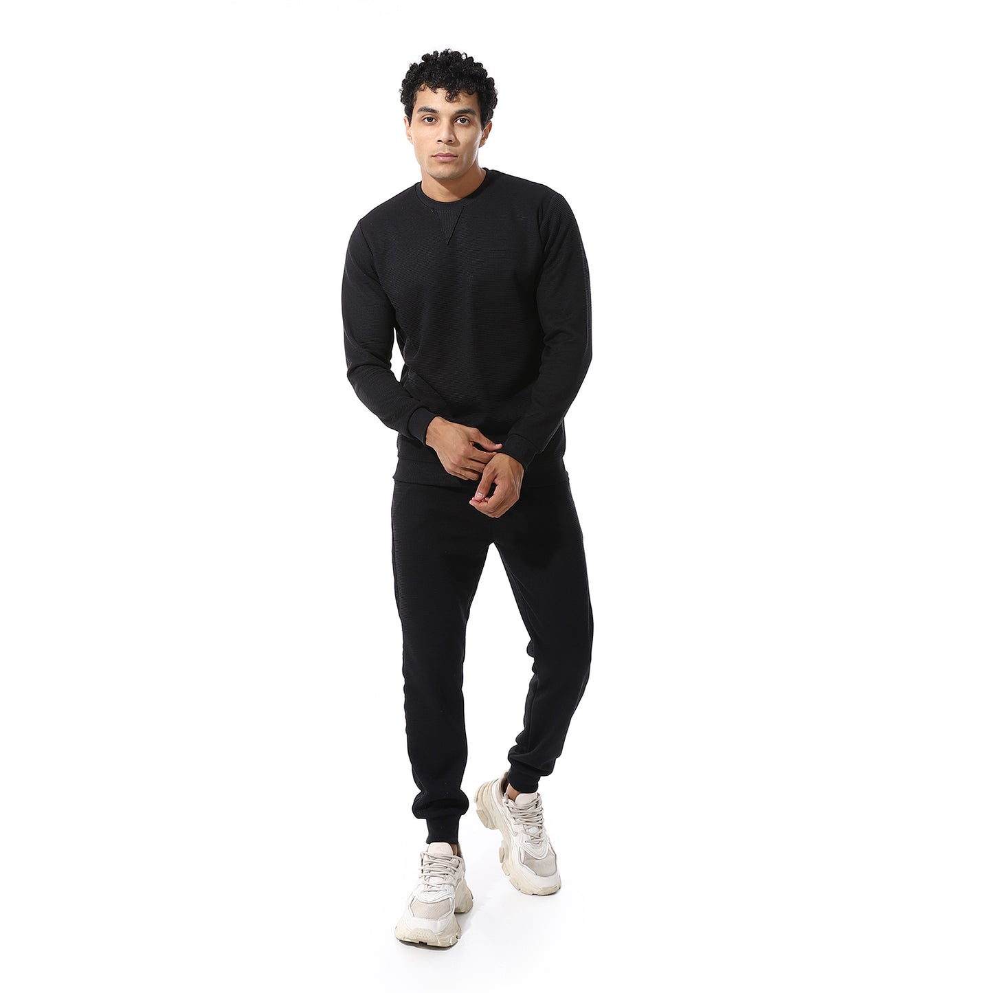 set of pant and ribbed round neck sweatshirt