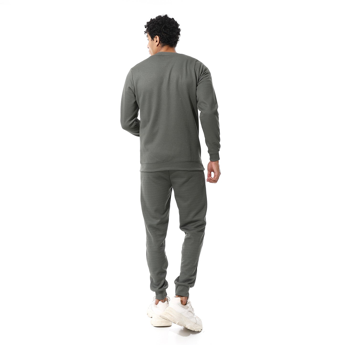 set of pant and ribbed round neck sweatshirt