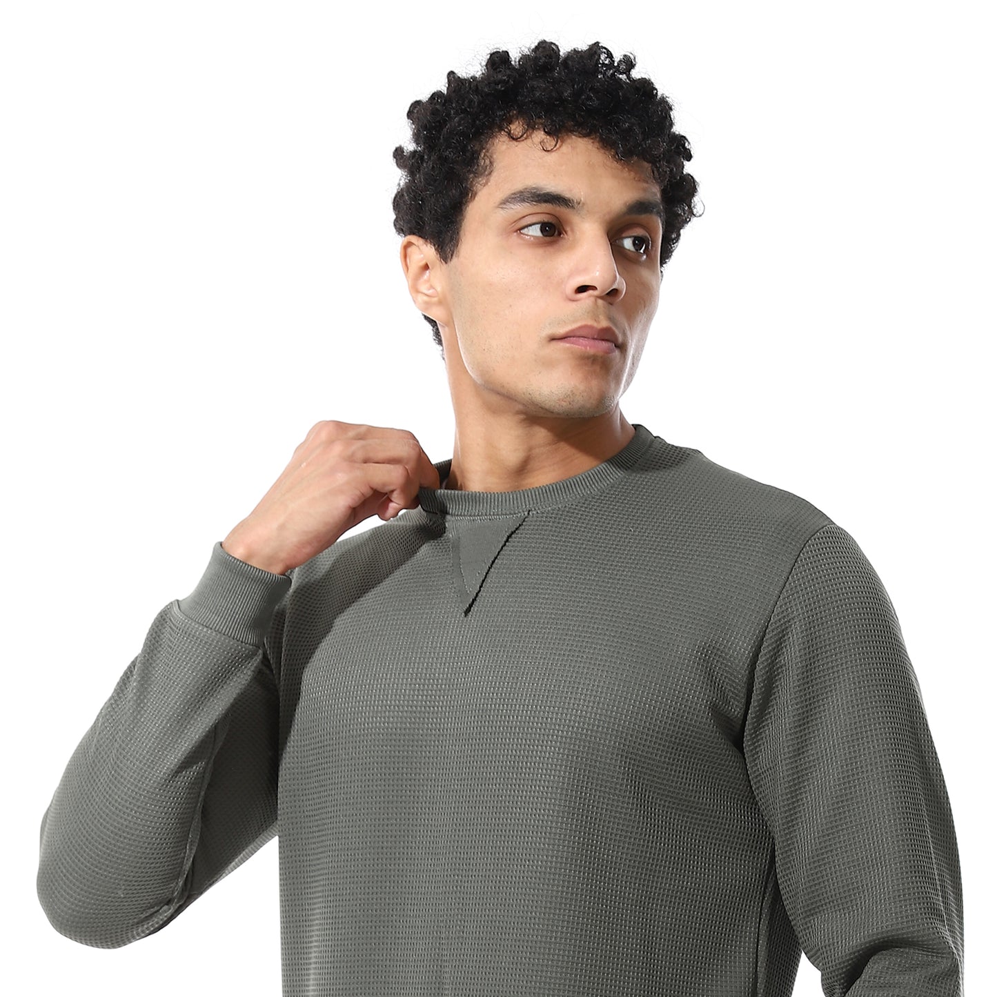set of pant and ribbed round neck sweatshirt