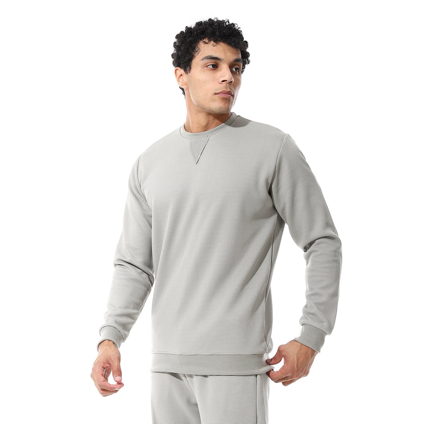 set of pant and ribbed round neck sweatshirt