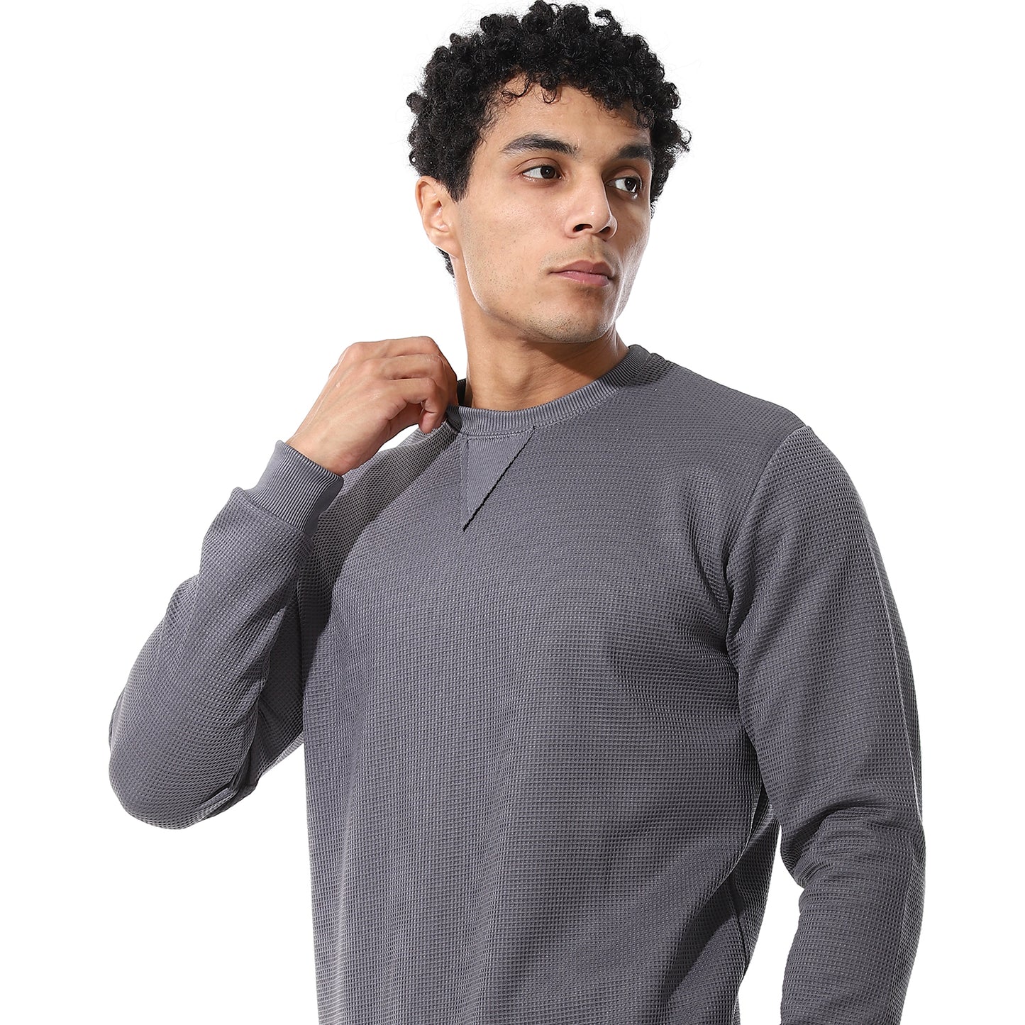 set of pant and ribbed round neck sweatshirt