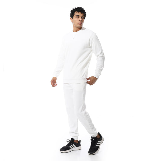 set of pant and ribbed round neck sweatshirt