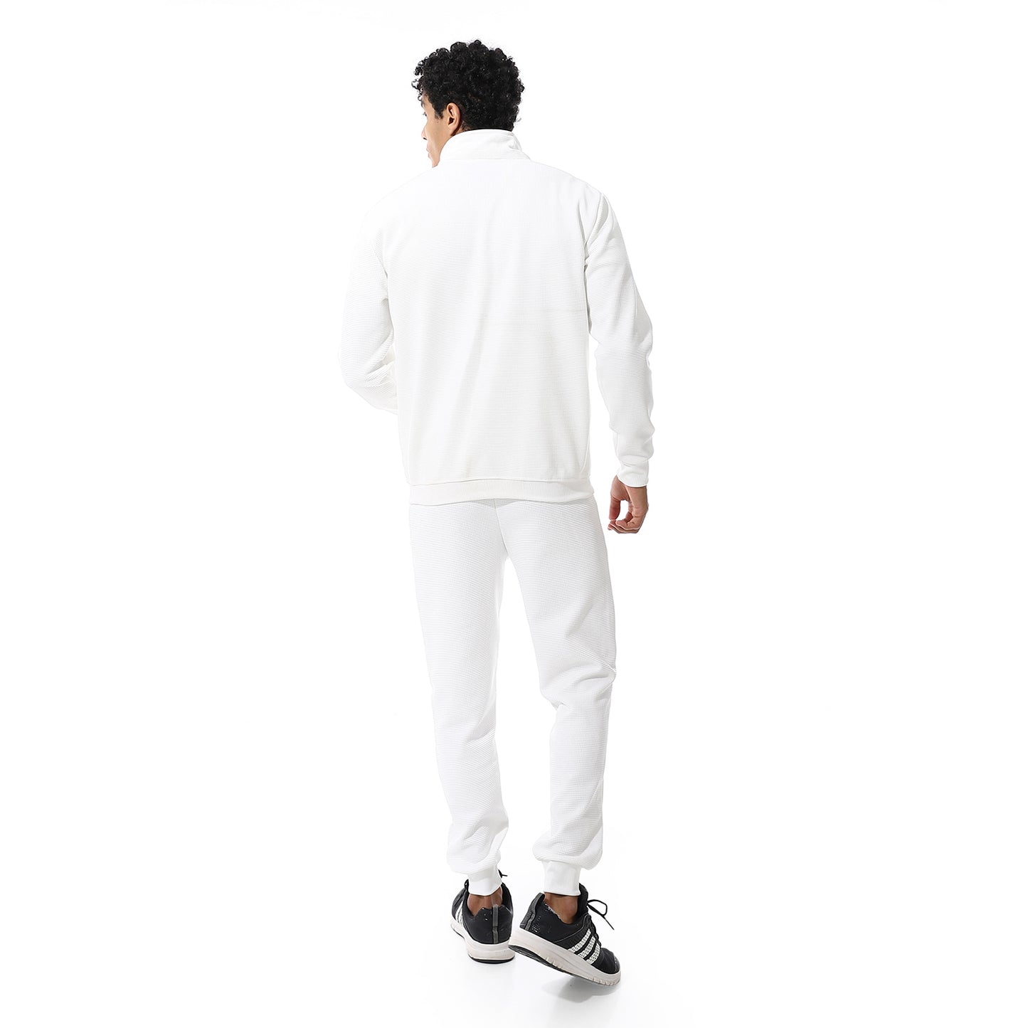 set of pant and ribbed sweatshirt with short zipper
