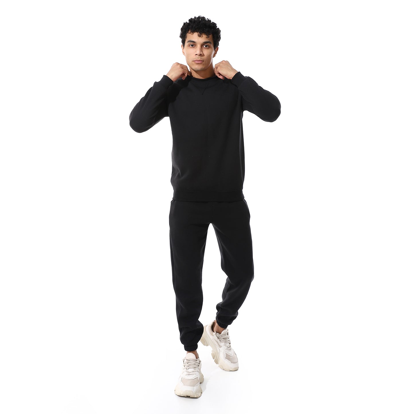 Round Neck Plain British Cozy Tracksuit Set