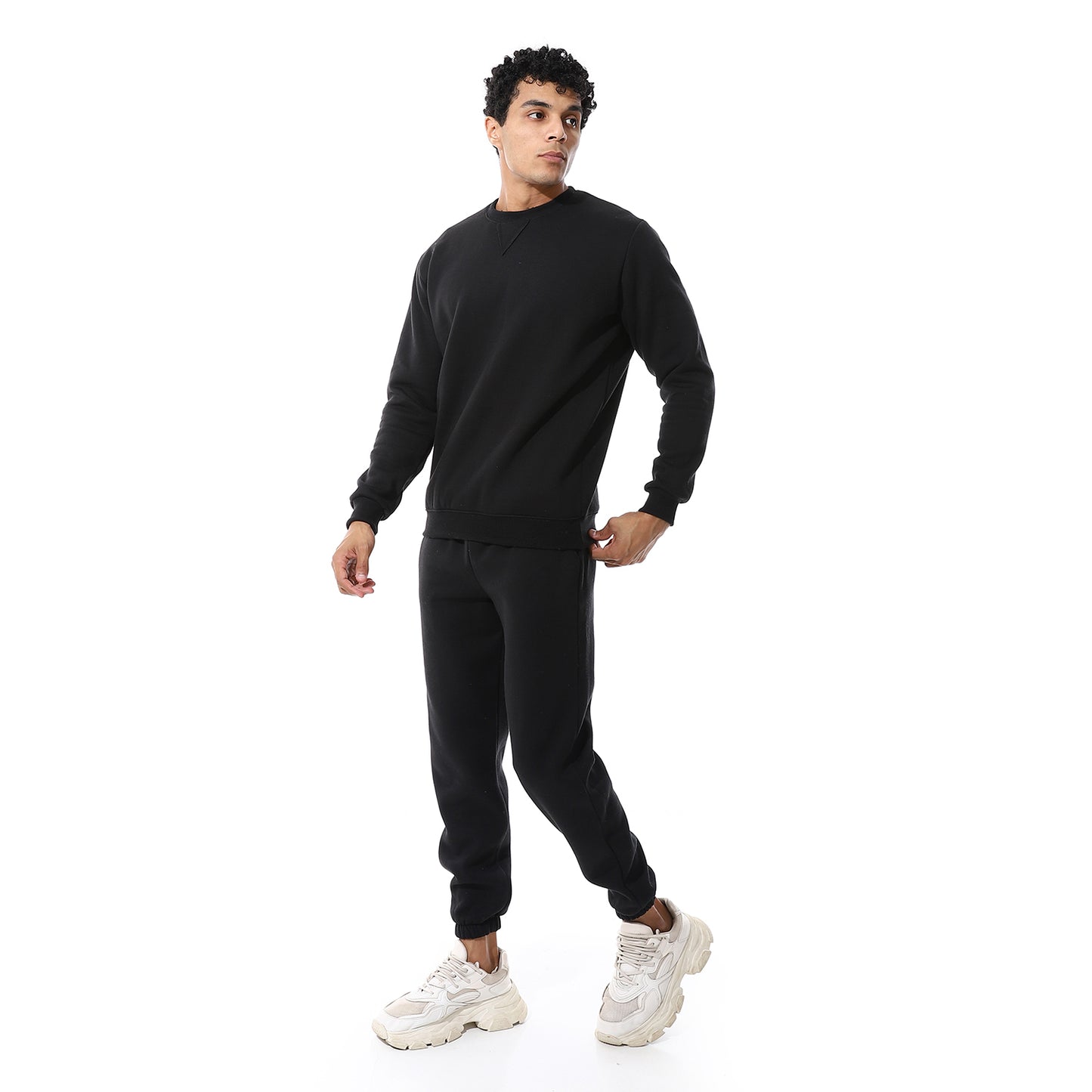 Round Neck Plain British Cozy Tracksuit Set