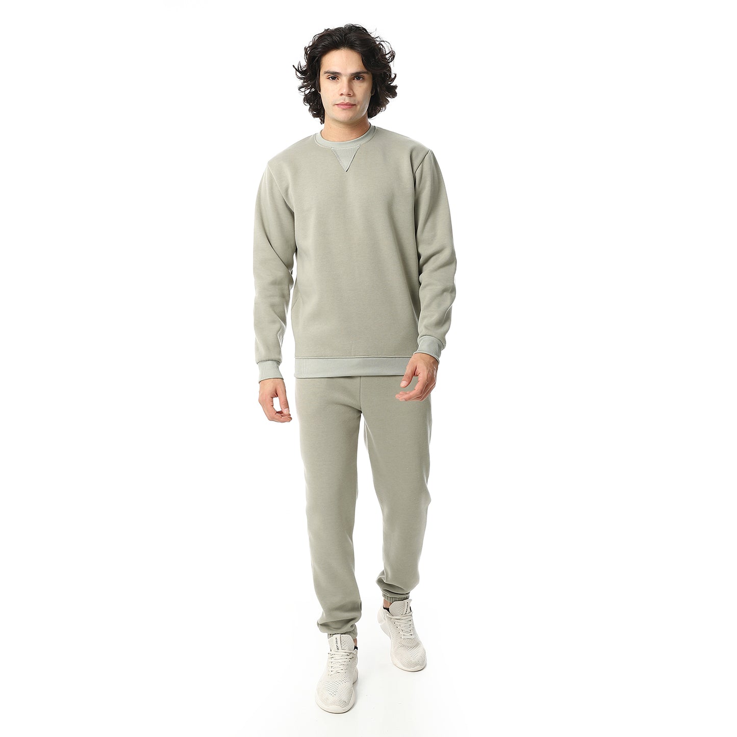 Round Neck Plain British Cozy Tracksuit Set