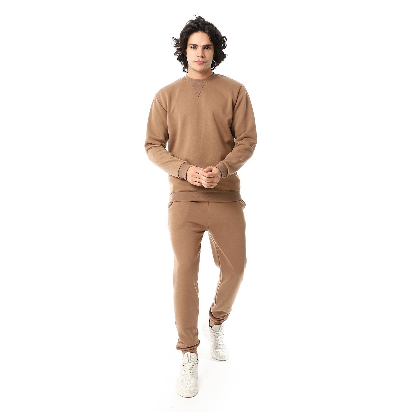 Round Neck Plain British Cozy Tracksuit Set