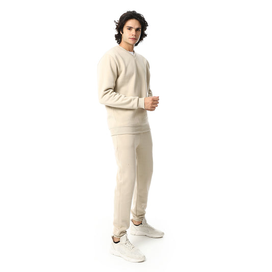 V-Neck & Elastic Ankle Tracksuit Set