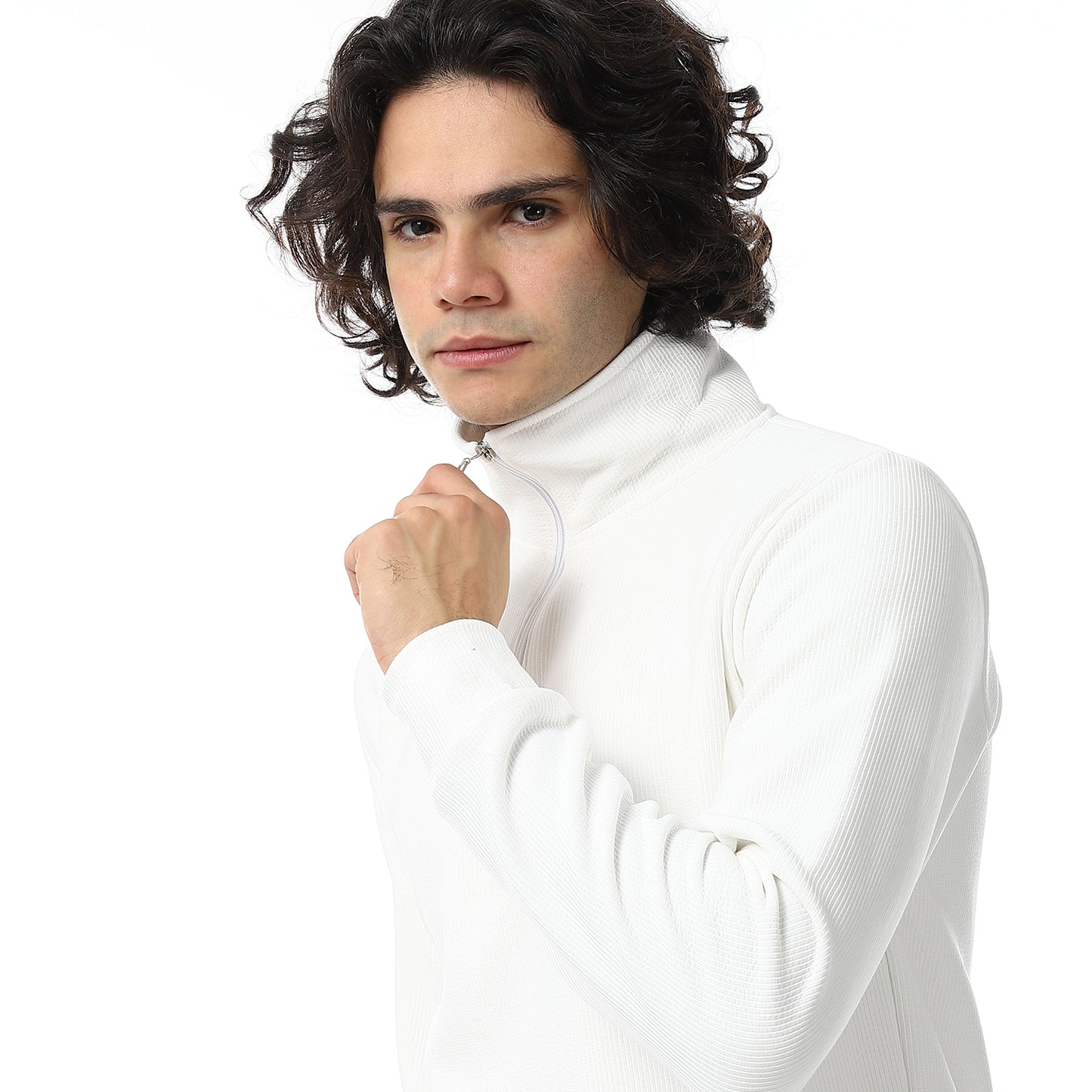 Zipper Casual Plain Sweatshirt