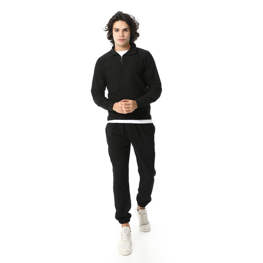 Zipped Neck Casual Tracksuit Set