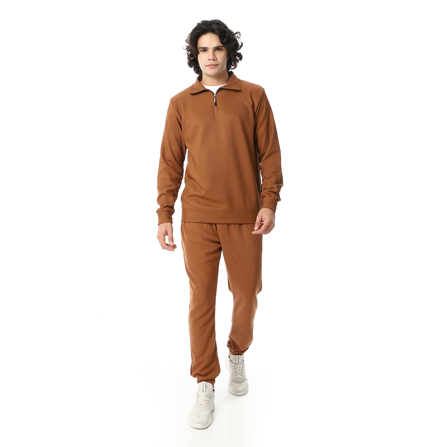Zipped Neck Casual Tracksuit Set