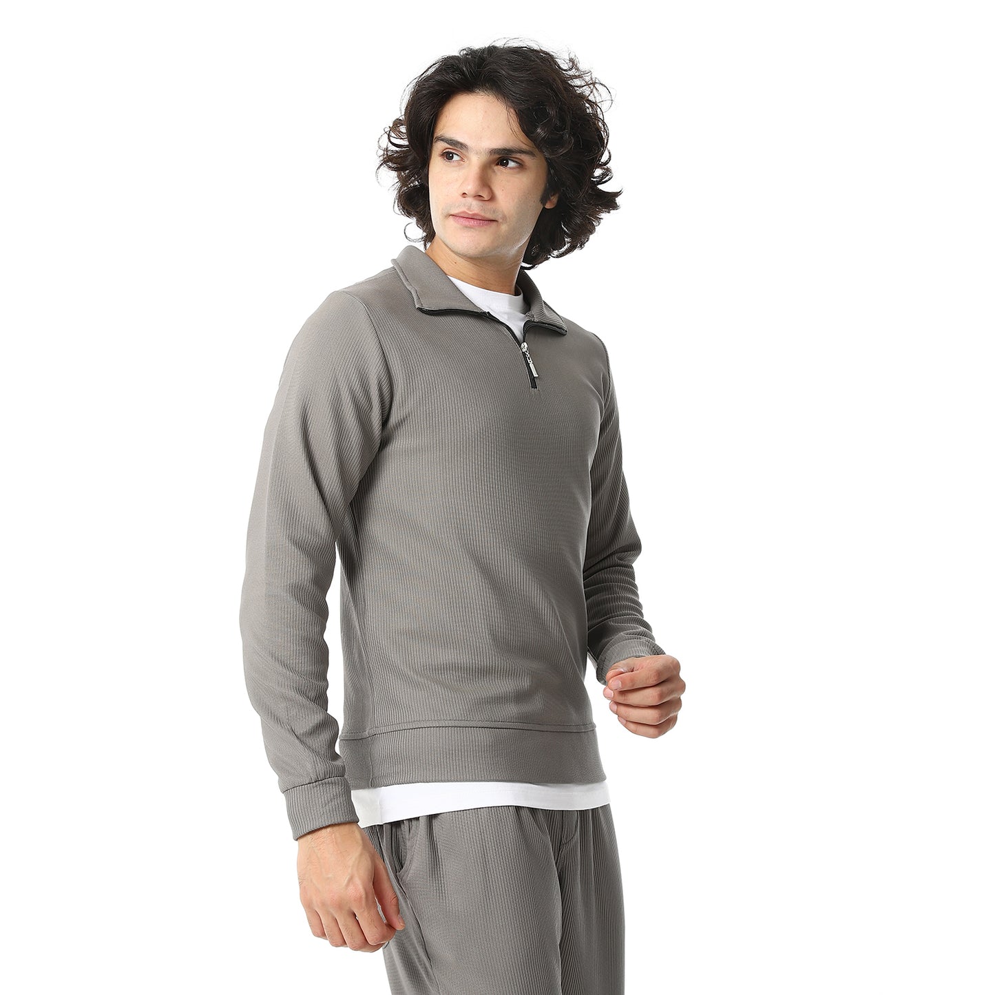 Zipped Neck Casual Tracksuit Set