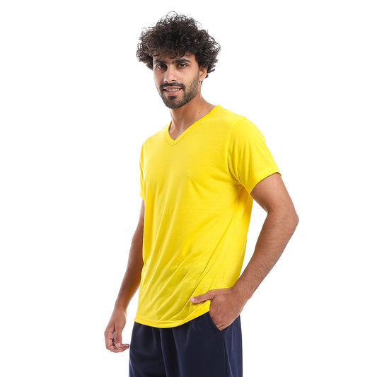 off cliff Plain Pattern V Neck Slip On T Shirt men