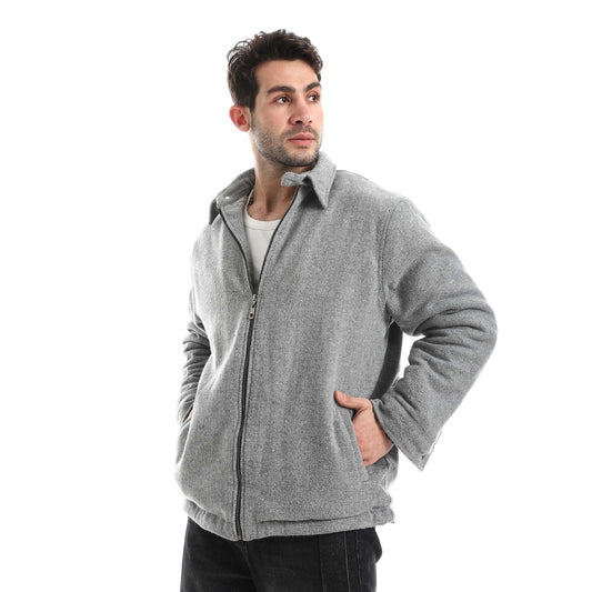 Plush jacket with zipper