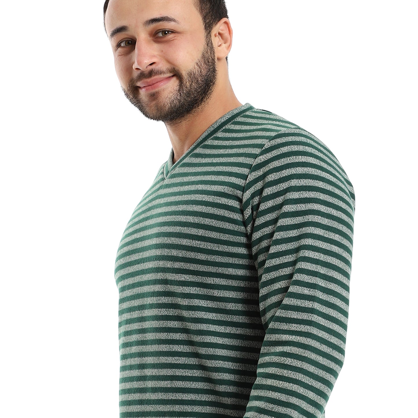 قميص بيجامة رجالي برقبة على شكل حرف V من أعلى المنحدر