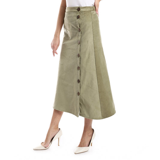 Jamila Ribbed Pattern Elastic Waist A Line Skirt women