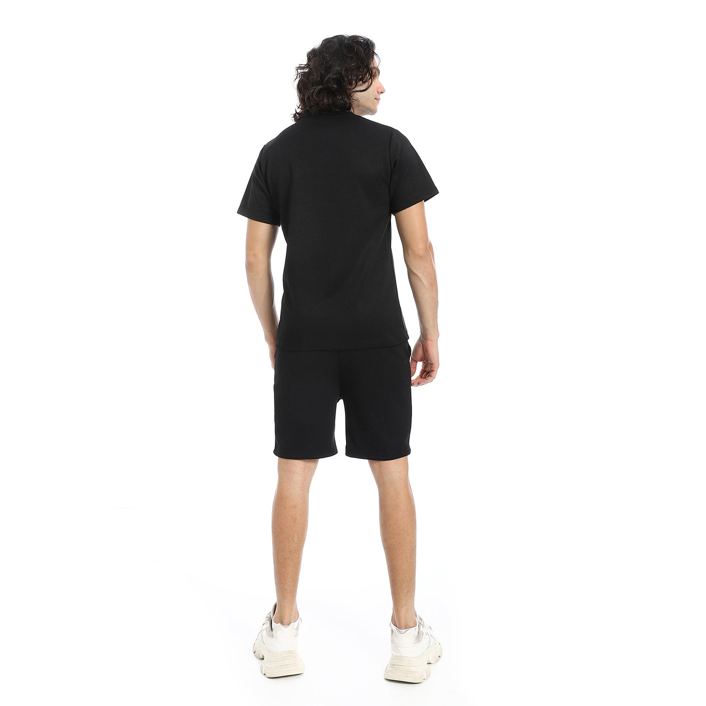 Pique Pattern Slip On T Shirt And Shorts Set