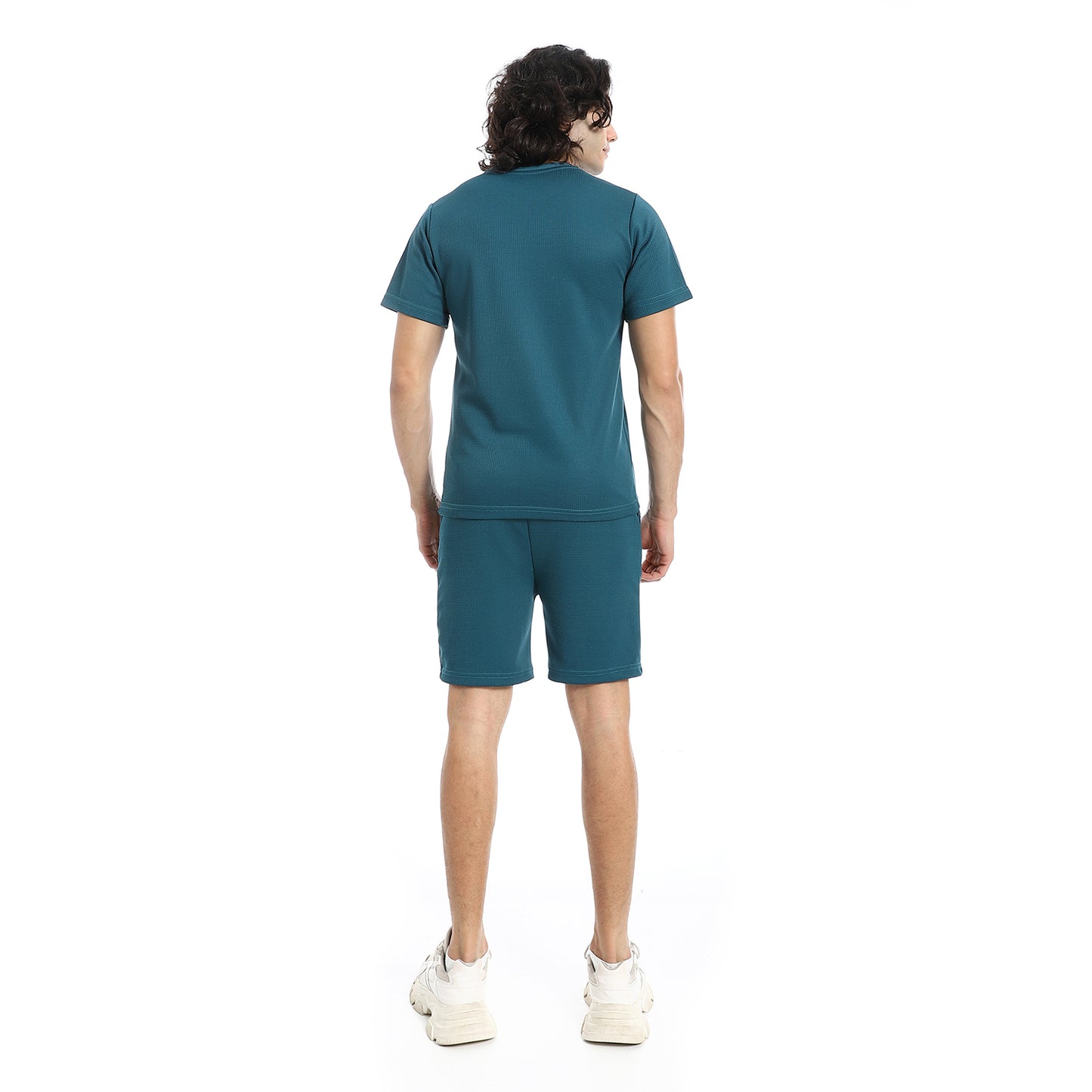 Pique Pattern Slip On T Shirt And Shorts Set
