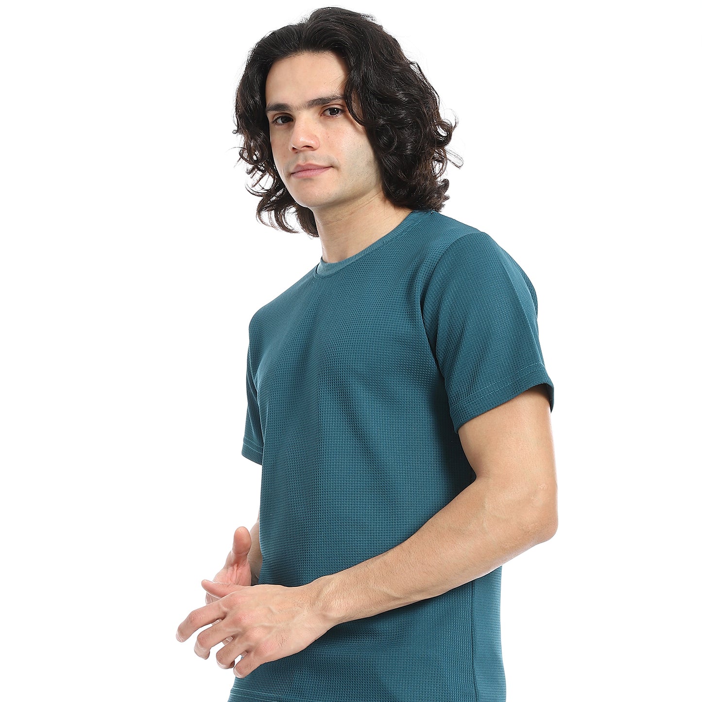 Pique Pattern Slip On T Shirt And Shorts Set