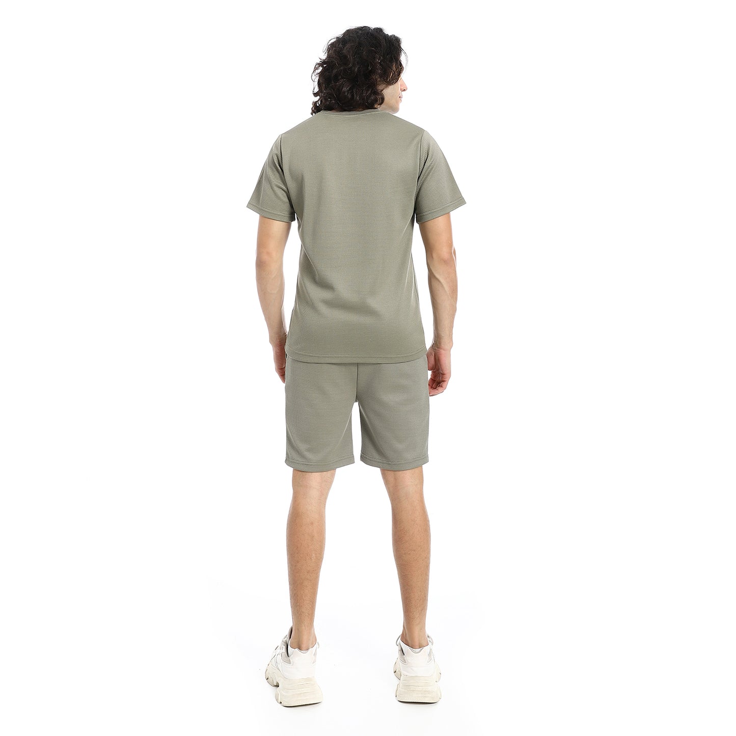 Pique Pattern Slip On T Shirt And Shorts Set