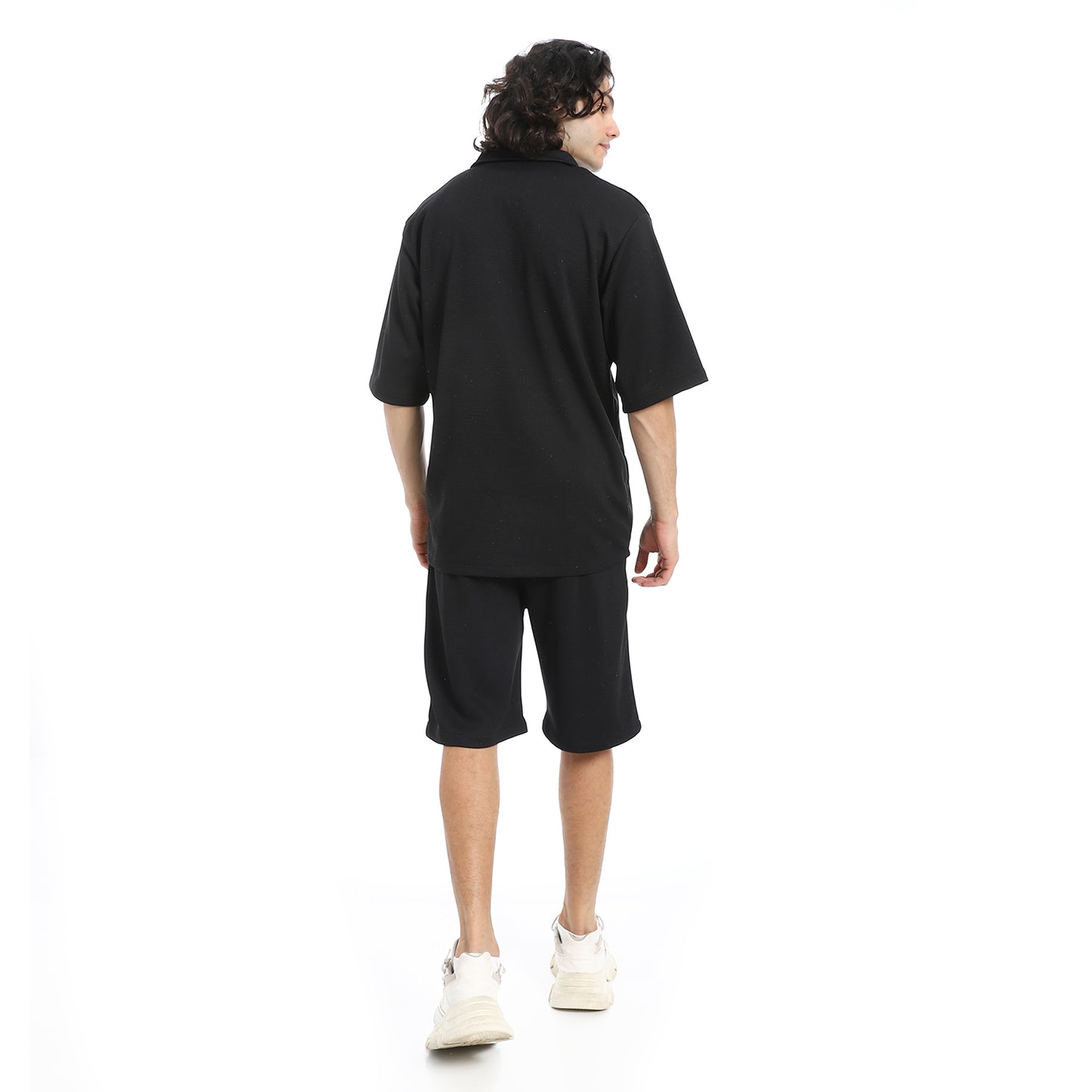 Regular Fit Pique White Shirt and Shorts Set