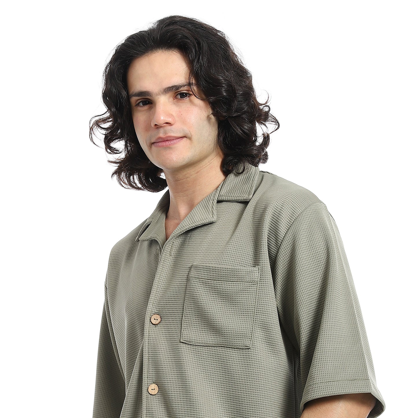 Regular Fit Pique White Shirt and Shorts Set