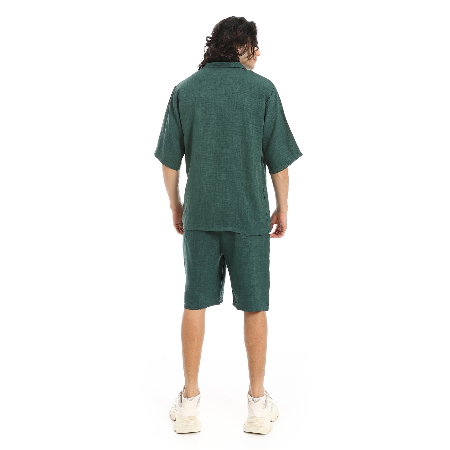 Button Closure Trendy Shirt and Shorts Set