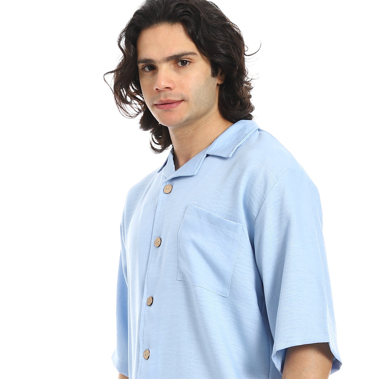 Button Closure Trendy Shirt and Shorts Set