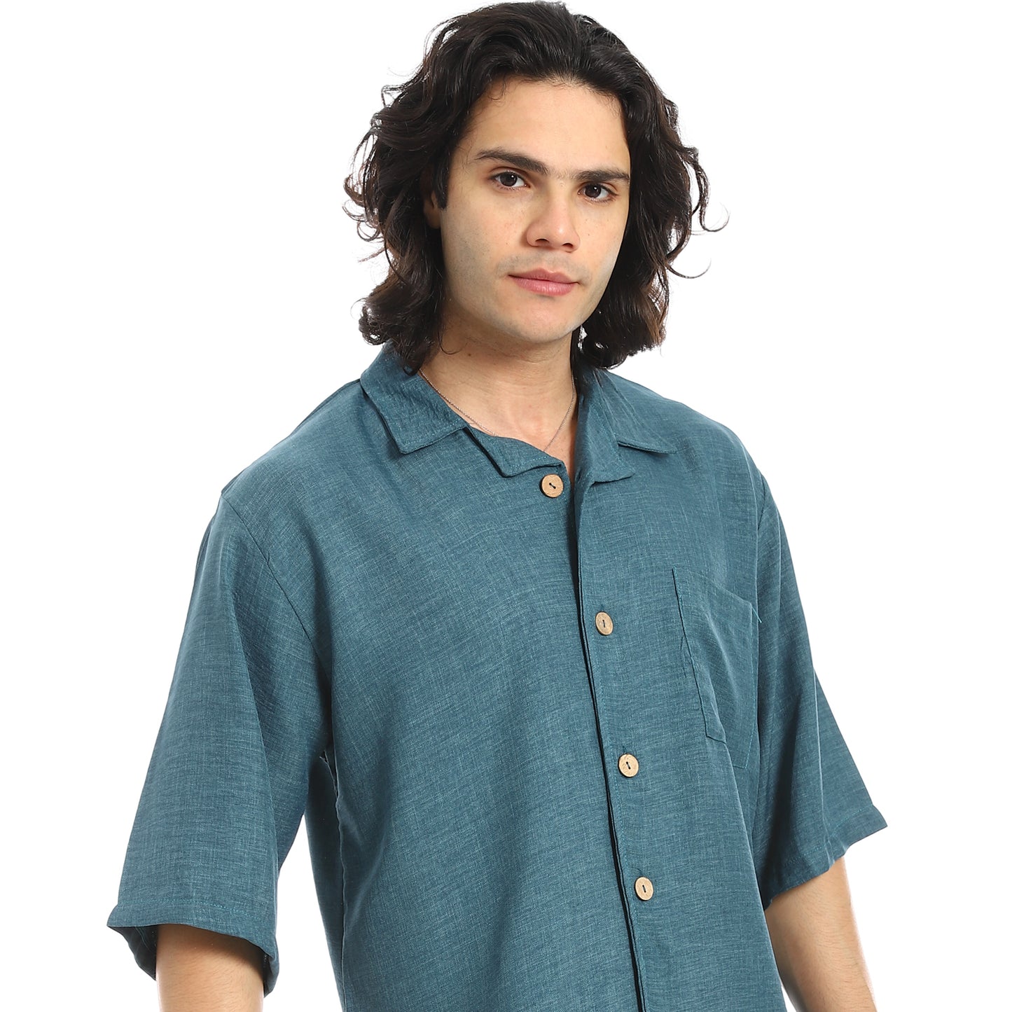 Button Closure Trendy Shirt and Shorts Set