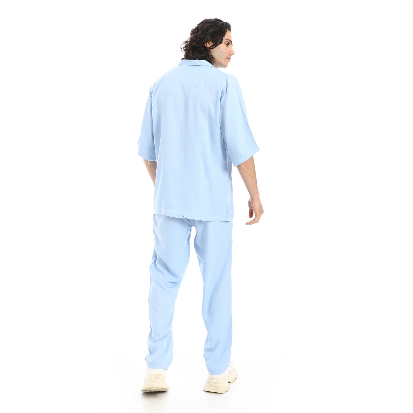 Linen Turn Down Collar Shirt and Pants Set
