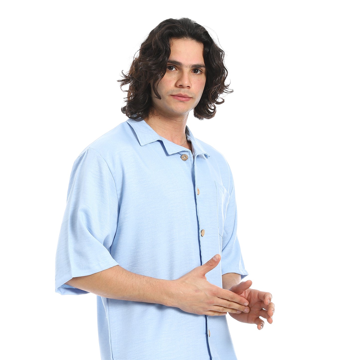 Linen Turn Down Collar Shirt and Pants Set