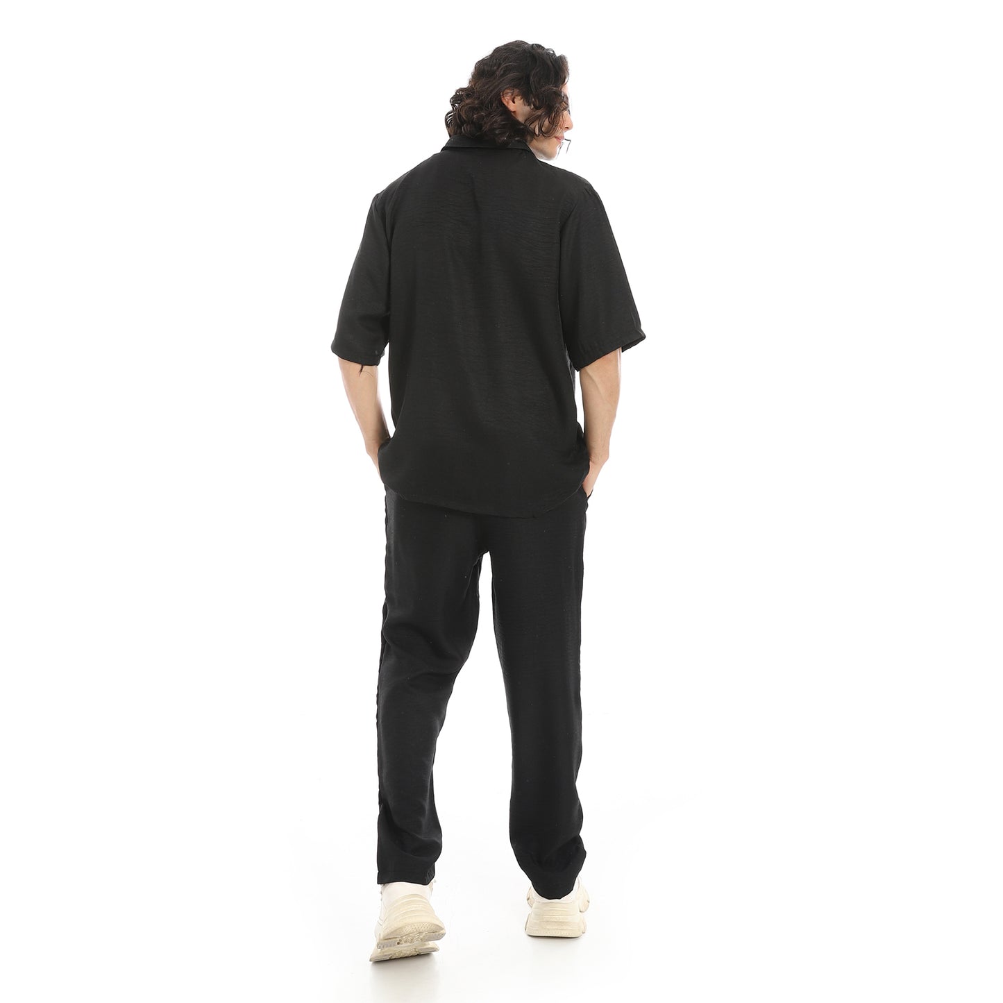 Linen Turn Down Collar Shirt and Pants Set