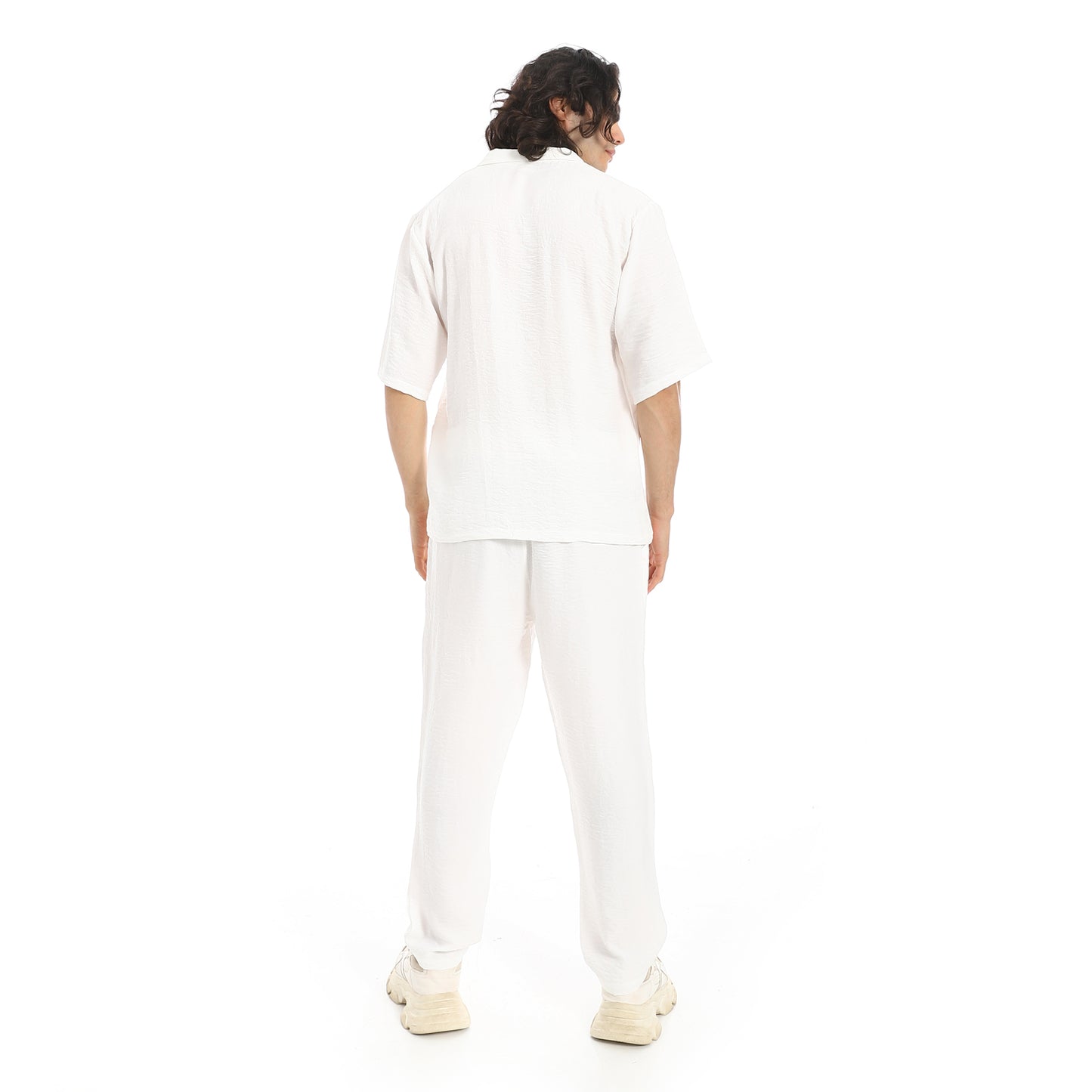 Linen Turn Down Collar Shirt and Pants Set